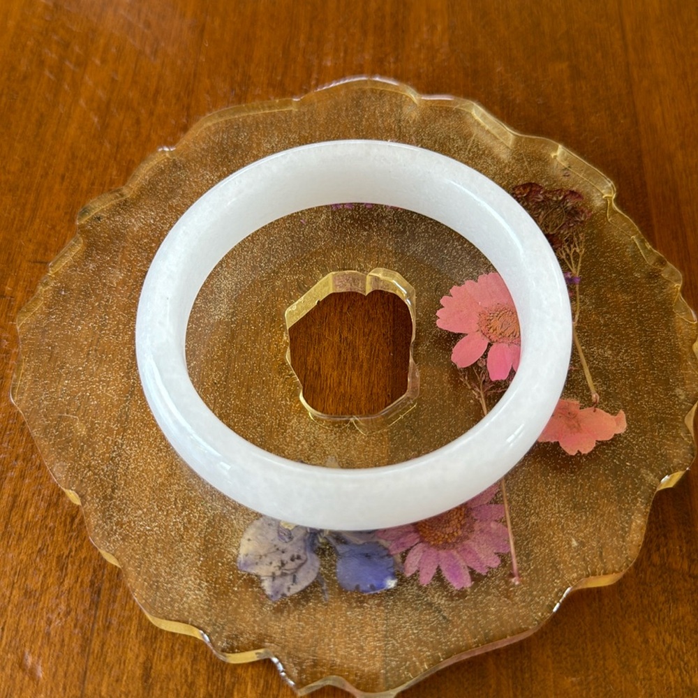 Natural White Jade Bangle Bracelet- Inner Diameter about 60mm